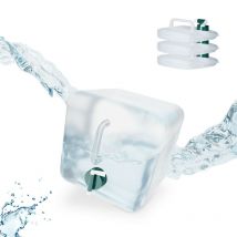 Relaxdays - Jerricans carrés pliants en lot de 4, 5 Litres, contenant à eau, avec robinet, sans bpa, transparent