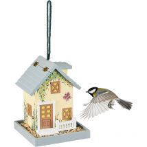 Mangiatoia per Uccelli, da Appendere, Stile Casetta di Campagna, hlp: 23,5x18x18 cm, per Esterni, Multicolore - Relaxdays