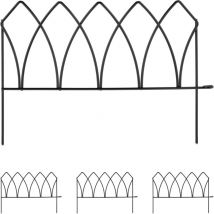 Relaxdays - Metal Lawn Edging, h x w: 29.5 x 172 cm, Garden Flowerbed Border, Push-In, Set of 4 Components, Arches, Black