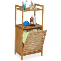 Meuble panier à linge, armoire salle de bain en bambou, corbeille basculante, hlp 100 x 45,5 x 33,5 cm, nature - Relaxdays