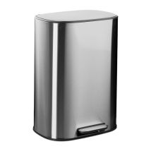 Mülleimer, 50 Liter, Küche, entnehmbarer Inneneimer, Fußpedal, Softclose, Edelstahl, Tretmülleimer, silber - Relaxdays