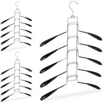 Multi Coat Hanger Set of 3, 5 Holders per Tier, Compact and Non-Slip Storage, Black - Relaxdays