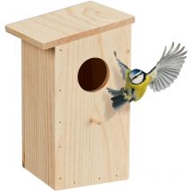 Nesting Box for Great Tit & Redstart, Hinged, Natural Wood, Birdhouse for Hanging, 25.5 x 15 x 16 cm, Natural - Relaxdays