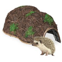 Relaxdays - Niche pour hérisson, en paille, abri d'hiver, à poser dans le jardin, refuge, hlp : 21 x 32 x 48 cm, marron