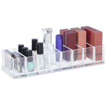 Organiseur cosmétique pour accessoires de maquillage, rectangulaire, 8 compartiments, HxLxP : 5 x 25,5 x 9 cm - Relaxdays
