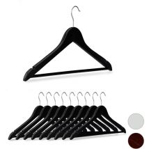 100 x Perchas Ropa Madera, Ranuras, Barra Pantalón, Gancho Giratorio 360°, Colgadores Madera, 44,5 cm de Ancho, Negro