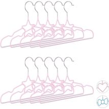 Pack de 10 Perchas Bebé con Estrella, Metal, Rosa Pastel, 30 cm - Relaxdays
