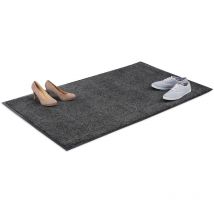 Relaxdays - Paillasson gris chiné tapis d'entrée couloir intérieur extra plat mince 90 x 150 cm, noir-gris