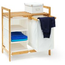 Panier à linge linea, 3 casiers et 1 surface de rangement, h x l x p : 77 x 69,5 x 36 cm, nature - Relaxdays