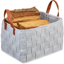 Panier de rangement feutre, pliable, boîte pour rangement avec anses, HxlxP 26 x 40 x 30 cm, gris clair - Relaxdays