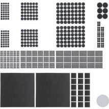 Patins en feutre lot de 2400, 20 plaques à découper inclus, autocollants, antidérapants, différentes tailles, noir