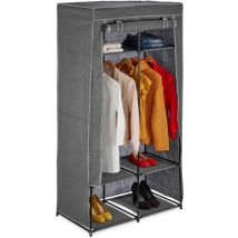 Relaxdays - Penderie en tissu, 2 tringles à vêtements & 6 compartiments, hlp 172 x 90 x 45 cm, armoire pliante, anthracite
