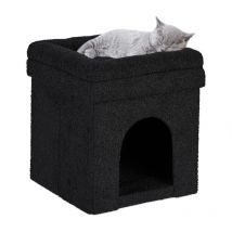 Relaxdays Pet Cave with Cushion, Ottoman, Footstool Foldable Pet House, Hideaway, Bed, Cave, HWD: 42 x 38 x 38 cm, Black