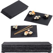 Relaxdays - 12x Piatti in Ardesia, Set di Vassoi da 26 x 16 cm per Servire & da Scrivere, Tavolette per Buffet, Antracite