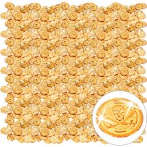 Pièces d'or pirates, lot de 1152 pièces de monnaie, jeux jouet plastique trésor, doré