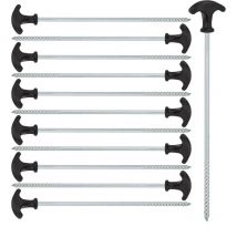 48x Pioli per Tende, Set da 48, Picchetti a Vite, Acciaio, Terreni Duri, Ancoraggio Padiglioni, 31 cm, Nero