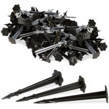Piquets de fixation sol en plastique, lot de 200, clous, sardines, jardin, tente, fixation terre 11,5 cm, noir