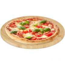 Relaxdays Pizza Board, Natural Bamboo, Ø 32 cm, Serving Plate, Round Platter, for Tarts, Cheese & Charcuterie, Natural
