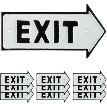 10 Placas Exit, Letreros Decorativos Pared y Puerta, Retro, Flechas Derecha, Señaléticas, Hierro Fundido, Blanco y Negro
