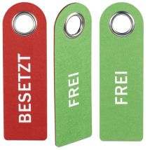 Relaxdays Plaque de porte «Occupé Libre», jeu de 3, de WC à accrocher, deux côtés, bain et bureau, en feutre, rouge/vert