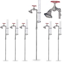 Relaxdays - 6x Pluviometro da Giardino con Bastone con Rubinetto, Paletto, Rustico, 17 cm, 7 Pollici, Vetro e Metallo, Grigio