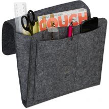 Poche de lit, feutre, à suspendre, 5 compartiments, rangement canapé, organisateur hlp 26x28x5 cm, gris foncé - Relaxdays