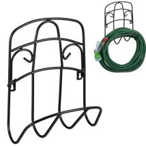 Relaxdays - Hose Pipe Holder, Wall Mounted, for 38 m 5/8'' Hoses, Hang from Outdoor Shed, Metal, Steel, Durable, Black
