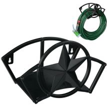 Relaxdays - Hose Pipe Holder, for 45 m 5/8' Hosepipe, Wall-Mounted Hanger, Steel, Semicircle, 20 x 30.5 x 18.5 cm, Black