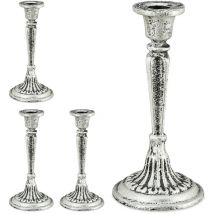 Porte-bougie en lot de 4, chandelier antique, Shabby Chic, vintage, romantique, fonte, HxD 19 x 9 cm, argenté - Relaxdays