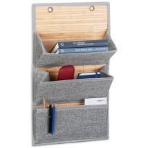 Porte documents organiseur mural 3 à 4 compartiments HxlxP: 58 x 34 x 15 cm porte ou mur, gris - Relaxdays