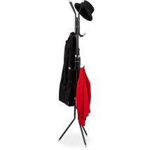 Relaxdays - Porte-manteau, métal, avec 12 crochets, HxLxP 180 x 44 x 39 cm, autonome, solide, portant vêtements, noir