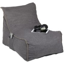 Pouf poire, avec dossier, coussin sol xxl, adultes, doux, intérieur, mousse, siège géant, gris - Relaxdays