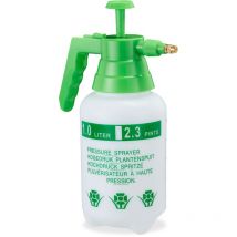 Relaxdays - Pulvérisateur à pression, lot de 2, bouteille pulvérisation, pompe, buse laiton réglable 1 l, plante jardin, vert