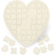 Relaxdays - Puzzle coeur xxl, livres invités mariage, baptêmes et anniversaires, 49 morceaux , bois, LxP 45x45cm, nature