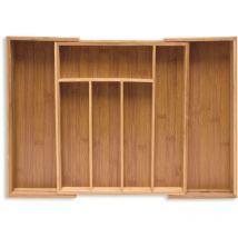 Range-couvert, extensible, organiseur de tiroir en bambou, hlp 5,5 x 39 x 35,5 cm, rangement cuisine, nature - Relaxdays