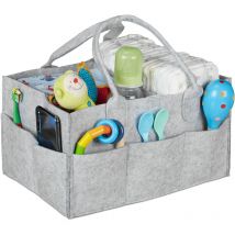 Relaxdays - Rangement couches, 11 compartiments, panier langer portable, organiseur chambre bébé, corbeille, gris clair