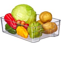 Rangement frigo, lot de 3, organisateur cuisine, aliments, hlp 9 x 21,5 x 32 cm, boîte avec poignées, bac, transparent