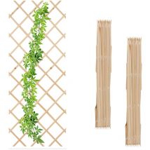 Rankgitter ausziehbar, 3er Set, 180x90 cm, Holz, Rankhilfe Kletterpflanzen, Holzgitter Wand, Spalier, natur - Relaxdays
