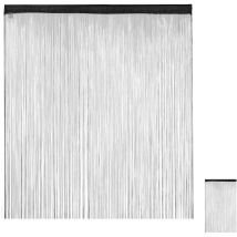 Rideau fils, rideau franges, rideau de porte fenêtre, rideau 245 cm hauteur, 145x245 cm, noir - Relaxdays