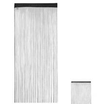 Rideau fils, rideau franges, rideau de porte fenêtre, rideau hauteur 245 cm, 90x245 cm, noir - Relaxdays