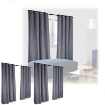 Rideaux avec motifs baroques, lot de 6, opaques, 245x135 cm, chambre à coucher, rideaux d'assombrissement, gris