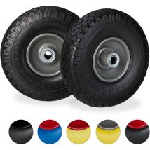 Roue de diable, lot de 4, roue de brouette caoutchouc, pour axe de 20 mm, 3.00-4", 260 x 85 mm, noir-gris