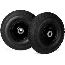 Relaxdays - Roue de diable roue brouette set de 2, roue de rechange, caoutchouc 3.00-4, 100 kg, 260 x 85 mm, noir