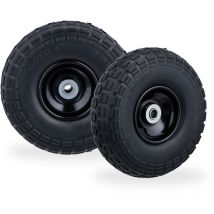 Relaxdays - Roue de diable Set de 2, caoutchouc 260x85 mm, increvables, 16 mm, 4.1/3.5-4 essieu, jusqu'à 150kg, noir