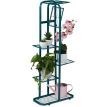 Scaffale Portafiori in Metallo, Fioriera da Esterno e Interno, 6 Mensole Porta Piante, 107 x 44 x 24 cm, Verde - Relaxdays