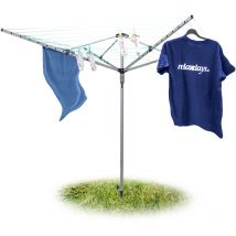 Relaxdays - Sèche-linge parapluie Corde de 49 m 4 côtés Piquet de sol très stable Séchoir, gris