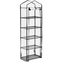 Relaxdays - Greenhouse For Balcony, pvc Film , Steel, HxWxD: 193 x 58 x 36 cm, Propagator 5 Levels, Black/Transparent