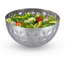 Servierschüssel, gehämmertes Design, Edelstahl, für Snacks und Salat, ø 25 cm, Dekoschale für Küche, silber - Relaxdays