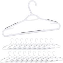 Relaxdays Set da 20 Grucce Appendiabiti, Stampelle in Plastica, Asta per Pantaloni Gonne Cravatte, Antiscivolo, Bianche