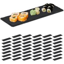 48x Tavolette in Ardesia, Piatti Spaziosi, da Portata, per Scrivere, 30x10 cm, Antracite